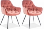 ensemble de 2 chaises cheril  en tissu de qualité, couleur rose pale