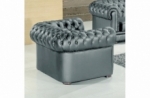 fauteuil 1 place en cuir italien chesterfield, gris foncé