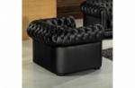 fauteuil 1 place en cuir italien chesterfield, noir