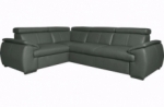 canapé d'angle en 100% cuir de luxe italien , 5 places cintia, couleur gris foncé, angle gauche
