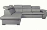 canapé d'angle en 100% cuir de luxe italien convertible et avec coffre, 5/6 places citizen, couleur gris clair, angle gauche