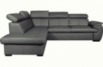 canapé d'angle en 100% cuir de luxe italien , 5/6 places citibest, couleur gris foncé, angle gauche