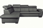 canapé d'angle en 100% cuir de luxe italien convertible et avec coffre, 5/6 places citizen, couleur gris foncé, angle gauche