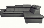 canapé d'angle en 100% cuir de luxe italien , 5/6 places citibest, couleur gris foncé, angle droit