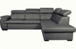canapé d'angle en 100% cuir de luxe italien convertible et avec coffre, 5/6 places citizen, couleur gris foncé, angle droit