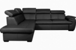- canapé d'angle en 100% cuir de luxe italien convertible et avec coffre, 5/6 places citizen, couleur noire, angle gauche