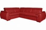 - canapé d'angle en 100% cuir de luxe italien , 5 places cintia, couleur rouge foncé, angle gauche