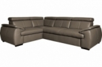 - canapé d'angle en 100% cuir de luxe italien , 5 places cintia, couleur taupe, angle gauche