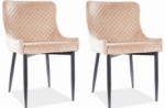 lot de 2 chaises colb en tissu velours de qualité, couleur beige