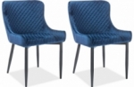 lot de 2 chaises colb en tissu velours de qualité, couleur bleu