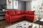 canapé d'angle convertible en cuir de luxe italien , 5 places conforia, rouge foncé, angle droit