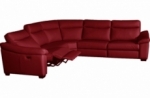 canapé d'angle double relax en 100% tout cuir épais de luxe italien avec 2 relax électrique, 6/7 places, dakota, rouge foncé