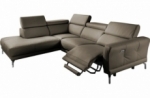 canapé d'angle relax en 100% tout cuir épais de luxe italien avec relax électrique, 5/6 places dali, taupe, angle gauche