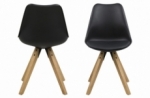 lot de 2 chaises design noires avec pieds en bois, dixona