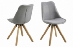 lot de 2 chaises design tissu gris clair avec pieds en bois, dizina