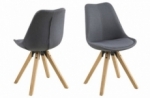 lot de 2 chaises design tissu gris foncé avec pieds en bois, dizina 