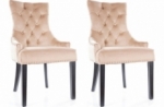 lot de 2 chaises edwin tissu velours de qualité, couleur beige
