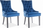 lot de 2 chaises edwin tissu velours de qualité, couleur bleu