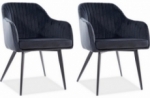 lot de 2 chaises elios en tissu velours de qualité, couleur noir