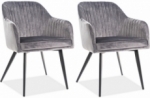 lot de 2 chaises elios en tissu velours de qualité, couleur gris
