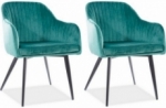 lot de 2 chaises elios en tissu velours de qualité, couleur vert