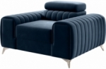 fauteuil 1 place en tissu velours catégorie luxe, bleu, lario