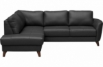 canapé d'angle convertible en cuir italien de luxe 5 places figari avec coffre, noir, angle gauche (vu de face)