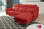 canapé d'angle convertible en cuir italien de luxe 5/6 places gianni avec coffre, rouge foncé, angle droit