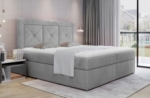 ensemble boxspring complet tête de lit + sommiers + matelas + surmatelas idylle - velours luxe gris - 140x200 cm