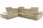 canapé d'angle en 100% tout cuir épais de luxe italien, 5/6 places kasini, beige, angle gauche