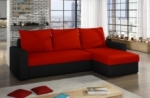 canapé d'angle convertible en tissu, rangement, rouge/noir, angle droit (vu de face), lima