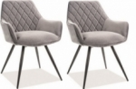 lot de 2 chaises lina en tissu velours de qualité, couleur gris