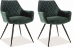 lot de 2 chaises lina en tissu velours de qualité, couleur vert