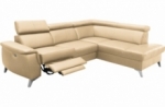 canapé d'angle en cuir italien de luxe 5/6 places avec relax électrique et coffre, lincoln, beige, angle droit