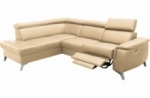 canapé d'angle en cuir italien de luxe 5/6 places avec relax électrique et coffre, lincoln, beige, angle gauche