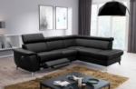 canapé d'angle en cuir italien de luxe 5/6 places avec relax électrique et coffre, lincoln, noir, angle droit