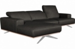 - canapé d'angle en 100% tout cuir épais de luxe italien 5/6 places porto, noir, angle gauche