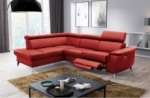 canapé d'angle en cuir italien de luxe 5/6 places avec relax électrique et coffre, lincoln, rouge foncé, angle gauche