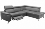 canapé d'angle en cuir italien de luxe 5/6 places avec relax électrique et coffre, lincoln, gris foncé, angle droit