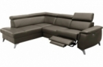 canapé d'angle en cuir italien de luxe 5/6 places avec relax électrique et coffre, lincoln, taupe, angle gauche
