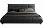 lit design en cuir de luxe berto, avec sommier à lattes offert, noir, 180x200