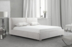 lit design en cuir de luxe bologna, avec sommier à lattes, blanc, 180x200