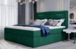 ensemble boxspring complet tête de lit + sommiers + matelas + surmatelas vista velours de venesetti - tissu velours luxe vert - 140 x 200 cm