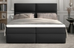 ensemble boxspring complet tête de lit + sommiers + matelas + surmatelas amaris de venesetti - simili cuir noir - 180x200 cm