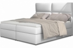 ensemble boxspring complet tête de lit + sommiers + matelas + surmatelas amaris de venesetti - simili cuir blanc - 140x200 cm