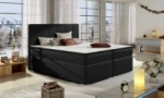 ensemble boxspring complet tête de lit + sommiers + matelas + surmatelas boris de venesetti - simili cuir noir - 160x200 cm