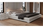 lit design en cuir italien de luxe fendo, avec sommier à lattes, blanc, 160x200