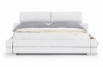 lit design en cuir italien de luxe fendo, avec sommier à lattes, blanc, 140x190