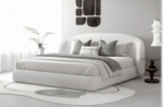 lit design en cuir de luxe luxo, avec sommier à lattes offert, blanc, 180x200
