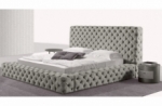 lit design en cuir de luxe zurich, avec sommier à lattes, gris clair, 160x200